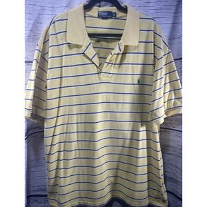 Polo Ralph Lauren Polo Shirt Mens 3XB Big Yellow Striped Short Sleeve Casual